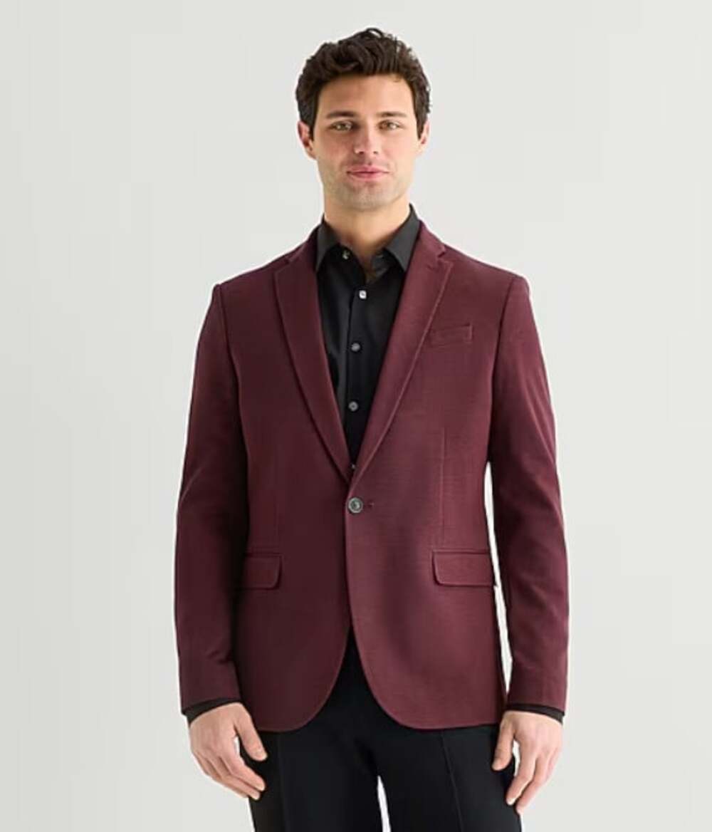 J. Ferrar Slim Fit Ultra Comfort Size 38R Burgundy Twill Blazer Suit Jacket NWT